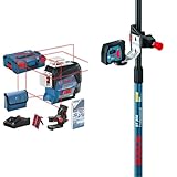 Bosch Professional 12V System Linienlaser GLL 3-80 C & Teleskopstange für Laser und Nivelliergeräte BT 350