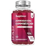 Ashwagandha Gummies - 1200mg pro Portion - 120 Vegane Gummibärchen - 2 Monate Vorrat - Natürlicher Himbeergeschmack - Alternative zu Ashwagandha Kapseln - Täglich 2 Gummibärchen - WeightWorld
