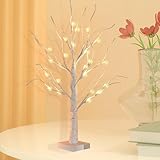 Probuk LED Baum Lichter,60cm/2ft LED Lichterbaum Innen Birkenbaum mit 24 Warmweißer LEDs Licht,Verstellbare Äste USB/Batteriebetrieb Künstlicher Bonsai Baum Licht für Geburtstag Weihnachten Dekor