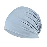 YOFASEN Slouchy Beanie Mütze - Chemo Cancer Kopfbedeckung aus Baumwolle Schlafmütze Turban Kopfbedeckung Strecken Muslimisches Kopftuch für Frauen Männer, Hellgrau, One Size