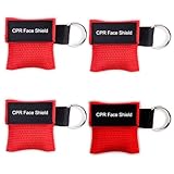 JAWUZ 4 Stück Beatmungsmaske mit Einwegventil Hautbarriere Taschenmaske, CPR Maske Face Shield für Erwachsene und Kinder
