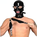 preni Schwarze Latex Maske Vollkopfmaske Maske Bondage Maske Augenmaske SM Maske Erotischer Sklave Fetisch Gefesselt Geeignet Für Männer Extrem Masturbation Sexspielzeug,M,Black