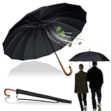 LOGAN & BARNES Stockschirm Sturmfest Ø120cm mit hochwertigem Echtholzgriff und geräuschloser Gummispitze - XXL Regenschirm Groß mit 16 Streben - Modell EDINBURGH (Schwarz)