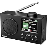 Mycket Portable DAB/DAB+ Radio, FM Digital Radios with Bluetooth, Small Rechargeable Radio, 2.4 Inch Colour Display, Dual Alarm Clock, Sleep Timer, 40 Preset Stations, Kitchen Radios with USB Charging