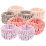 OATIPHO 8 Stück Teiliges Flauschiges Flanell wascharmband Gesicht und Spa Elastische Hautfreundliche Handgelenksbänder in Trendigen Farben Praktisch für Make up Yoga und Hautpflege