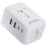 Bigfish Reiseadapter Weltweit, Universal Reisestecker mit 2 USB A und 2 USB C, Universal Adapter, Reisestecker Adapter Weltweit, Steckdosenadapter für USA, England, Japan, Thailand und Australien