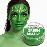 Trendandstylez Profi Theaterschminke 25g 14 Farben | Gesichtsfarbe & Bodypainting Schminke für Karneval, Halloween & Cosplay | Hautfreundlich, Dermatest | Make-up für Damen, Herren & Kinder (Grün)
