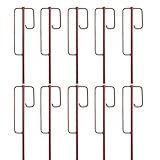 KRUSE 10 x Laterneneisen mit UVV-Bügel - 125 cm Ø 12 mm- Absperrleinenhalter Berliner Modell, angeschmiedete Spitze - rot tauchlackiert