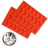 2 Stück Vanillekipferl Backform Silikon, Silikonform für Vanillekipferl, Schokoladenformen,Vanille-Halbmond-Kuchenform für Backzubehör(Rot)