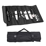 EHRBGK Messertasche Kochmesser, 27 Fächern Rolltasche Messertasche Multifunktionale Taschen mit Griff Messer Kochmesser-Koffer für Messer Löffel Küchenmesser Camping Wandern