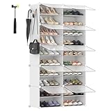 SONGMICS Schuhregal mit 10 Fächern, Schuhschrank, 30 x 40 x 30 cm pro Fach, schmal, mit Türen, Stahlrahmen, Kunststoff, für Flur, Schlafzimmer, Eingangsbereich, weiß LPC035W01