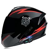 Bluetooth Motorradhelm Motorrad Klapphelm mit Doppelvisier HD Doppelspiegel Integrierter Sturzhelm Integralhelm Motocross-Helme ECE-Zertifiziert für Erwachsene Männer und Frauen