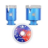 BRSCHNITT Fliesenlochsägenset Diamant 35/50MM - Dimoand Kernbohrer für Porzellan, Keramik, Marmor, Granit 125MM Schneidscheibe