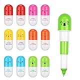 DECARETA 24er Set 6 Farben Mini Kapsel Stifte Pillen Kugelschreiber Ausziehbar Kapsel Druckkugelschreiber für Schule Büro