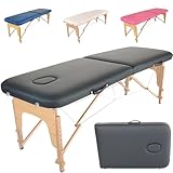 Beltom® Mobile Massagetisch Massageliege 2 zonen Basic 185 x 60 cm. - Licht 11,8 kg - massagebed massageleuning Massagebank 2 Zones klappbar Kosmetikliege - Schwarz