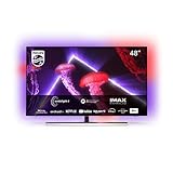 Philips 48OLED807 121 (48 Zoll) Fernseher (4K UHD, OLED, HDR10+, 120 Hz, Dolby Vision & Atmos, 4-seitiges Ambilight, Smart TV Mit Google Assistant, Works with Alexa, Triple Tuner, Silber)