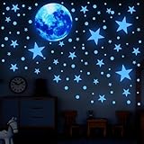 435 Stück Leuchtsterne Kinderzimmer Selbstklebend, Sterne Selbstklebende Wandaufkleber, Mond und Sterne, Fluoreszierende Wandaufkleber für Sternenhimmel, Dekorative Aufkleber (Blaue Sterne)