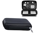 SHULLIN In-Ear Kopfhörer Tasche 14 x 10 x 4cm - Navi Hülle Hart Eva Reißverschluss Case Mit 1 Innenfach für 2.5 Zoll MP3 Player, USB Kabel, Schlüssel, Karte (Schwarz)
