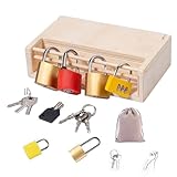 Generisch Holzschloss Und Key Set - Pädagogisches -Spielzeug Für Kleinkinder Mit Funktionalen Schlössern, Passenden Schlüssel Und | Spielzeug Für Kinder Im Vorschulalter, Aktivitäten in Der He