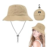 Women's Sun Hat Kopfumfang 21-24in Klappbarer Sonnenhut Damen Sommer Safari Hut Herren mit UV Schutz Summer Hat wasserdicht schnelltrocknend Outdoor Reise Strand Urlaub Camping Angeln(Khaki)