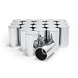 Grandroad auto Radmutterabdeckungen, 33 mm x 8,9 cm Gewinde auf Flacher Zylindermutter-Abdeckkappen, ABS-Chrom-Kunststoff, rostfrei, schraubbare Radmutterabdeckungen für Sattelwagen, Anhänger, 60