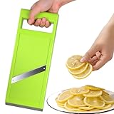Slicer Vegetable, Food Slicer, Manual kitchen Slicer Fruit Veggie, Handheld Cutter for Carrot Cucumber, Stainless Steel Chopper, Chip Maker for Quick Slicing Vegetables Fruits (Green)