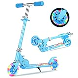 TENBOOM Roller Kinder Scooter 6 Jahre, 2 LED aufleuchten Räder Tretroller Kinder Roller 3 Jahre Mädchen Jungen Klappbar höhenverstellbar hinterradbremse Roller für 3-10 Jahre