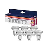 OSRAM LED Star VALUE PAR16, Vorteilspack mit 6 Leuchtmittel, ersetzt herkömmliche 50W Reflektor Glühbirnen, warmweiß (2700K), 4.3W, GU10 Sockel, Filament Glas, nicht dimmbar, Weiß