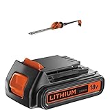 Bundle of Black+Decker Akku-Stabheckenschere (18V 2,0Ah Li-Ion, 43 cm Schwertlänge, um 180° in 5-Positionen Verstellbarer Kopf) GTC1843L20 + Black+Decker Li-Ion Slidepack Akku