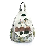 XIAOLZSL Schöner süßer modischer Mini-Rucksack aus Leinen, für den Alltag, Kunst, handgefertigt, solide Enten, niedlicher Stil, Elfenbein, Small, Little Fresh Art