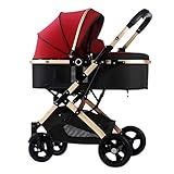 HAQMG Kinderwagen für Neugeborenen, Kinderbuggy Organizer Kombikinderwagen Kinderwagen & Buggys Kleinkind Hohe Landschaft Pram Trolley Baby Kinderwagen für 0-36 Monate(Red)