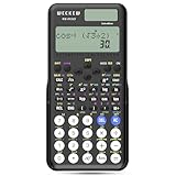 WECKEW Wissenschaftlicher Taschenrechner 401 Funktion, 2-zeiliges Display, 10+2-stellig, Solar- und Batterierechner mit Schiebedeckel für die weiterführende Schule, schwarz (991MS 2nd Edition)