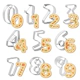 UTMACH 10 Stück Edelstahl Zahlen Ausstecher Ausstechformen Zahlen 0-9 Fondant Ausstechform Zahlen Fondant Ausstecher Set Edelstahl Plätzchenformen Cookie Cutter für Kekse, Fondant, Backen