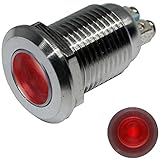 Lumonic LED Kontrollleuchte 16mm Rot aus Edelstahl I Signalleuchte mit Schraubanschluss - IP67 I Signallampe für Auto mit 6V, 12V & 24V LED Spannung