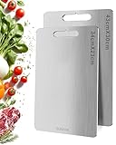 Titan Schneidebrett, S316 Schneidebrett Edelstahl, BPA-freies Doppelseitiges Lebensmittel Titanium Cutting Board, ideal für Fleisch, Brot, Gemüse & Obst