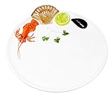 Lashuma Handgemachter Platzteller aus Italienischer Keramik im Meeresfrüchte Design, Runder Fischteller 25 cm