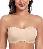 DotVol Damen Große Größen Bügel Ungepolstert Bandeau Trägerloser Multiway Minimizer BH(Beige, 75D)
