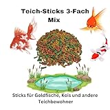 Teichfutter Teichsticks 3- Fach Mix Sahawa Nettogewicht : 3,0 kg (ca. 35,0 Liter) Beutel Fischfutter schwimmendes Teichfutter Koifutter Goldfischfutter
