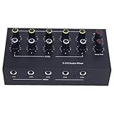 POENVFPO Mikrofon-Instrumenten-Eingangserweiterung, 5-Kanal-Mischer mit Verzögerungshall, Unterstützt 5 Eingänge, Gehäuse aus Aluminiumlegierung, für Außenlautsprecher
