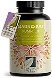Magnesium Komplex 180 Kapseln, 400 mg Magnesium pro Tag aus 5 hochwertigen Formen: Magnesiumoxid, Citrat, Bisglycinat, Malat & Ascorbat, laborgeprüft mit Zertifikat, Vorrat für 3 Monate