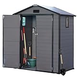 CCLIFE Gartenhaus Gerätehaus Geräteschuppen 2.9m³, Gartenhütte Kunststoff Wetterfest Gerätehäuser 161x106x203cm, Grau, CushHom