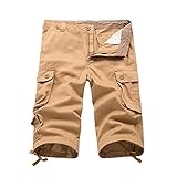 Herren Regular Slim Chinohose Herrenmode lose große Baumwollshorts Herren Multi Pocket Casual Street Capris Gefütterte Weit Gym Sporthosen Winter