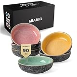 MIAMIO - Dipschalen Set 6 Stück (90 ml) / Keramik Dip Schälchen, kleine Sushi Schalen, Mini Snack Schüsseln - Las Palmitas Kollektion