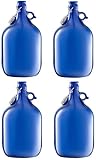 lilawelt24 4x 5L dunkelblau Flasche mit Bügelverschluss Bügelflasche GLASBALLON Weinballon GÄRBALLON GLASFLASCHE Gallone Leer zum Befüllen blaue mit rundem Griff zur Aufbewahrung von Wasser(4x 5L)