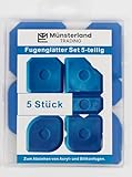 Fugenglätter Set 5 tlg. blau in praktischer Aufbewahrungsbox -Silikon Abzieher Silikonfugen Abzieher Silikonabzieher Fugenabzieher Silikon Profi Fugenglätter Silikon Fugenabzieher