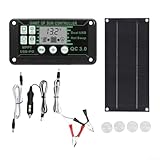 HEBEOT Solarmodul-Set, 100 A, MPPT-Ladegerät, Controller, 600 W, Solarmodul-Set, 18 V, tragbare Solarenergie, monokristallin, für Auto, Wohnmobil, Wohnwagen, 30 x 14,5 cm