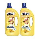 2X emsal Boden-Pflege Voll-Glanz 1 Liter, Langzeitglanz & Brillante Sauberkeit mit Orangenwachs