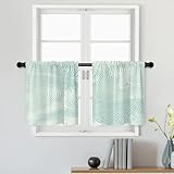 Batmerry Abstrakte glatte Linien, Stufenvorhänge, minimalistische Kunst, weiche Farbtöne, Café-Vorhang, kurze Küchen-Vorhänge, kleiner Volant für Badezimmer, 2 Stück, 66 x 61 cm