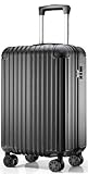 ABISTAB Handgepäck Koffer & Trolley – Hartschalen Reisekoffer klein 55x35x23cm, 360° Doppelrollen, TSA Schloss, Rollkoffer leicht & stabil für Urlaub & Geschäftsreise, Schwarz