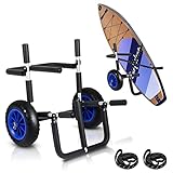 Herrselsam Transportwagen für SUP-Board Einzel oder Doppel Stand Up Paddle Board Surfwagen Surfboard Klappbar Gepolstert SUP Trolley Kanuwagen inkl. 2 Sicherungsgurte